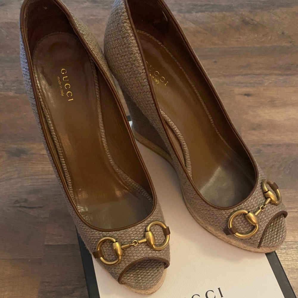Gucci horsebit wedges